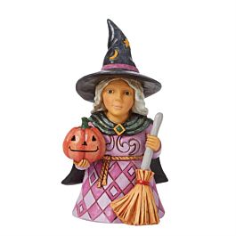 JIM SHORE HEARTWOOD CREEK 6014477 Mini Witch Holding Pumpkin
