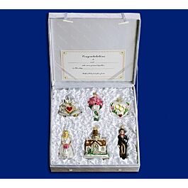 Wedding Collection, Set of 6 Glass Ornament