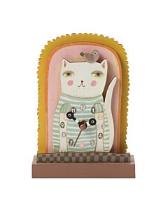 Purrfect Time Wood Desk Clock