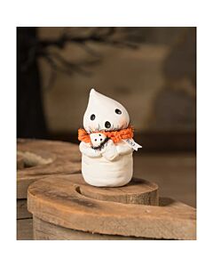 Figurine by Bethany Lowe featuring Papa Boo and Baby Boo, hand-painted with crepe and tinsel details. A charming addition to any ghost-themed decor collection.