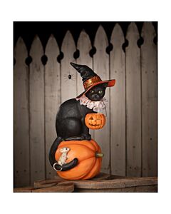 Cat Witch on Pumpkin