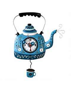 Blue Tea Kettle Clock