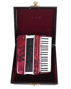 Burgundy Accordion Miniature with Stand & Case
