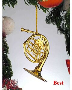 Gold Brass French Horn Hanging Ornament