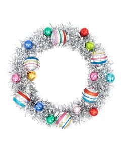 CC Silver Tinsel Wreath w/ Rounds