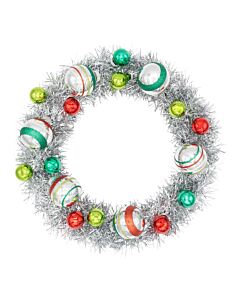 Holiday Splendor Silver Tinsel Wreath with Rounds