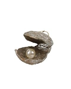 Silver Oyster with Pearl ornament features an elegant shell design opening to reveal a lustrous pearl with ocean-inspired beauty. This Cody Foster & Co collectible brings coastal sophistication, handcrafted charm, and a touch of seaside sparkle to holiday