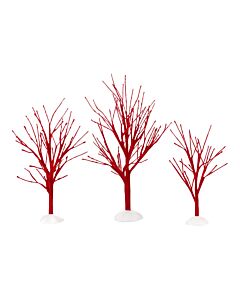 Red Bare Branch Trees - Set of 3
