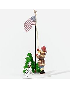 Snow Village Raising The Flag