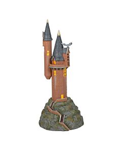 Highly detailed model of the Hogwarts Owlery, featuring a tall turret-style tower with open archways and a snowy owl perched on the gable peak, evoking the magical post system of the wizarding world.