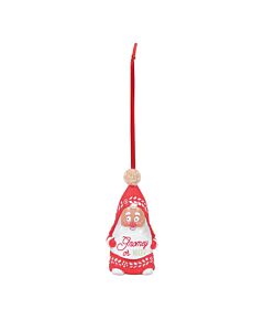 Charming SnowGnome ornament with a 'Gnomey or Nice?' design, bringing a touch of whimsy to your Christmas tree