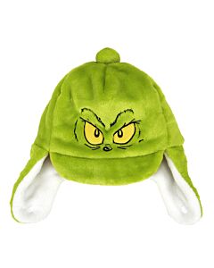 Stay warm and festive this season with the Grinch Trapper Hat, crafted from soft fleece and mink. Featuring adorable ear flaps and hand-embroidered details, this versatile hat is perfect for celebrating in style.