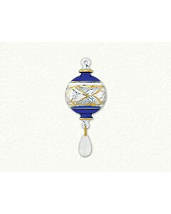 Small- Size Blue Etched Ball w/ Gold Crystal
