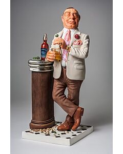 Forchino figurine portraying a cool and composed man at a nightclub bar, holding a whiskey glass and an olive on a toothpick, evoking a cinematic mob boss persona.