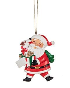 Santa with Puppy Ornament