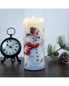 Snowman Fiber Optic Candle