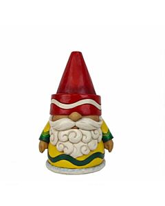 A charming gnome figurine dressed in vibrant, Crayola-inspired robes with a crayon tip hat, adding a splash of creativity to your collection. Bringing whimsical artistry to life, this cheerful gnome smiles beneath his mustache, ready to inspire your artfu