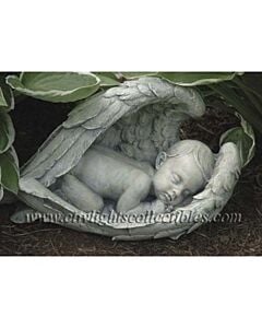 Sleeping Baby In Wings Garden Figurine