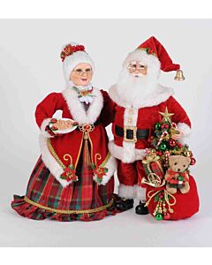 Lighted Santa and Mrs. Bearing Gifts, Set of 2