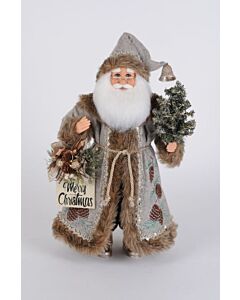 Lighted Silver Pine Santa