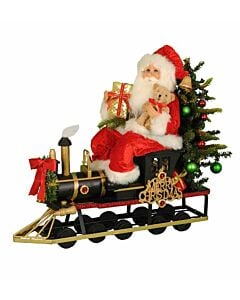 Lighted Merry Christmas Train Santa