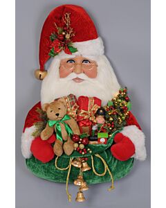 Lighted Santa Head with Gift Bag