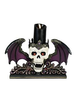 Winged Skull Pillar Candle Holder