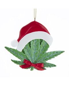 Cannabis Leaf With Santa Hat