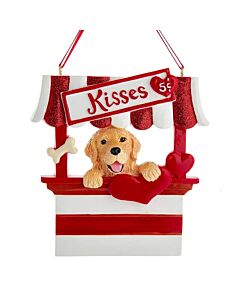 Golden Retriever in Kissing Booth Ornament