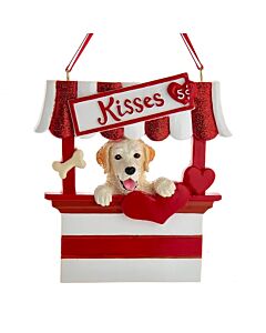 Yellow Labrador in Kissing Booth Ornament