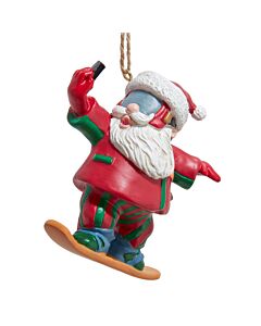 Selfie Santa on Snowboard