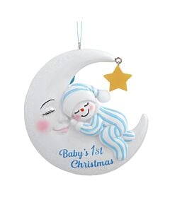 "Baby's 1st Christmas" with Snowman on Moon, Boy