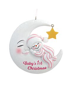 "Baby's 1st Christmas" with Snowman on Moon, Girl