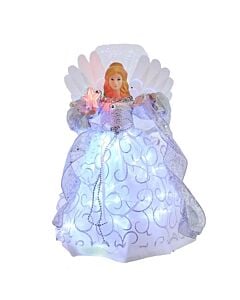 30L Fairy LED Fiber Optic Silver Angel Treetop 12" UL