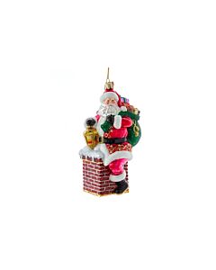 Bellissimo Elegant Glass Santa in Chimney