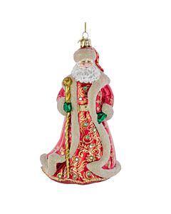Bellissimo Elegant Glass Red Santa with Staff
