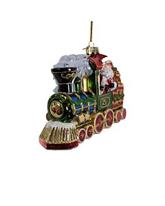 Bellissimo Elegant Glass Santa with Train