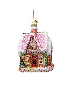 Bellissimo Elegant Glass Gingerbread House Ornament