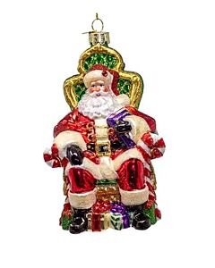 Bellissimo Elegant Glass Santa on Throne Ornament
