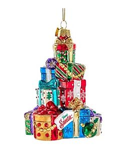 Bellissimo Elegant Glass Stacked Presents Ornament