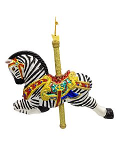Bellissimo Elegant Glass Zebra Carousel Ornament