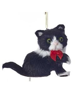 Black And White Fur Cat Ornament