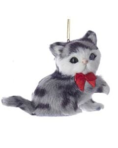 Grey And White Fur Cat  Ornament