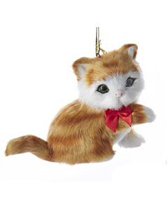 Yellow And White Fur Cat  Ornament