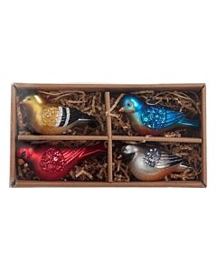 Glass Bird Ornaments, Set of 4