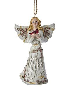 Blond Birch Berries Holding Cardinal Ornament