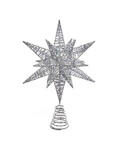 Un-Lit Silver Glitter 3D Star Treetop