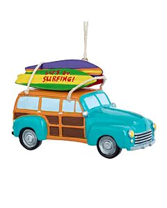 Woody Car with Surfboard