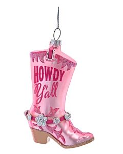 Pink "Howdy Y'all" Cowboy Boots Ornament