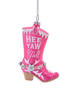 Pink "Hee Yaw Y'all" Cowboy Boots Ornament